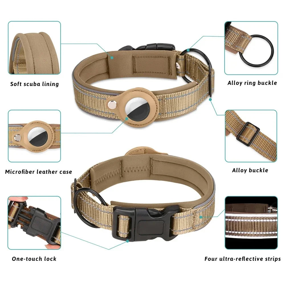 Collier Anti-Perte pour Chien avec Étui Protecteur pour Airtag, Imperméable et Réfléchissant