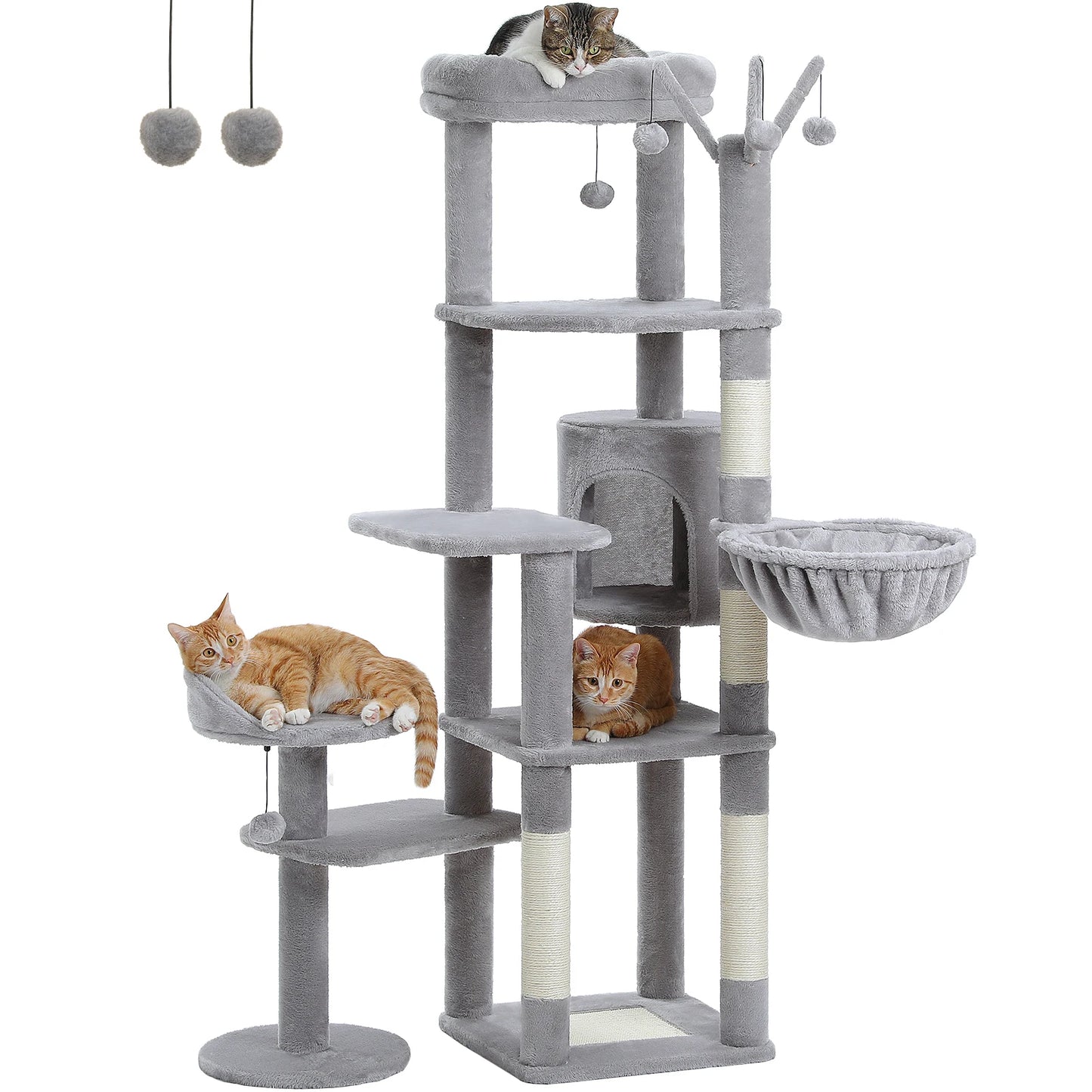 Arbre à Chat Cactus Multi-Niveaux avec Hamac, Griffoir et Niche