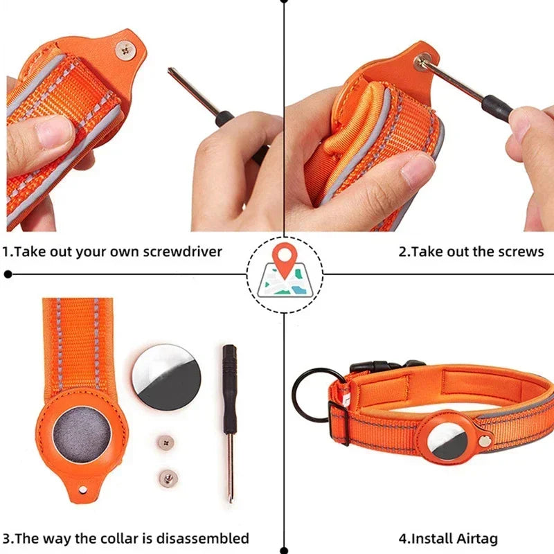 Collier Anti-Perte pour Chien avec Étui Protecteur pour Airtag, Imperméable et Réfléchissant